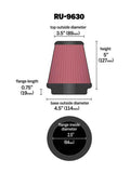 K&N Universal Tapered Filter 2.5in Flange ID x 4.5in Base OD x 3.5in Top OD x 5in Height