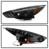 Spyder 15-18 Ford Focus Projector Headlights - Seq Turn Light Bar - Black PRO-YD-FF15-LBSEQ-BK